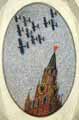 A Day and Night of the Soviet Sky: Over the Spasskaya Tower. Oval Mosaic Ceiling Panneau at the Metro Station Mayakovskaya, Moscow