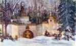 At Night by the Monastery. Dcor Sketch for Opera 'Ivan Susanin' by M.I.Glinka, Act IV